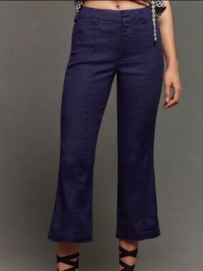 NWT Anthropologie Maeve Linen 70s Slim Crop Pants 26